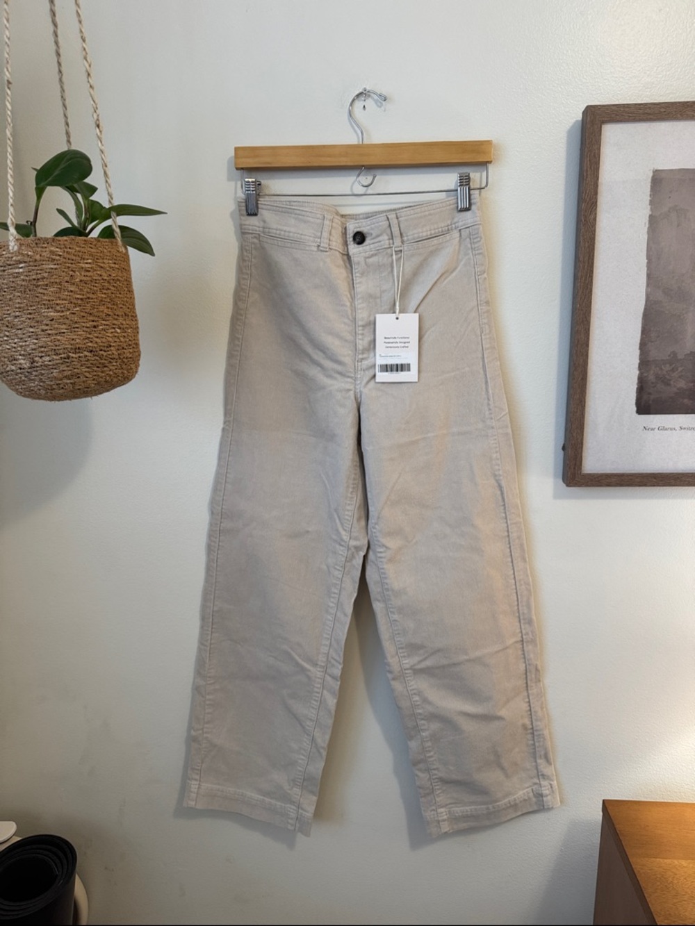 NWT Everlane The Corduroy Wide-Leg Pant 26.5'', Stone, Sz 4